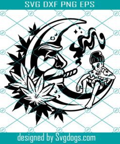 Smoking Weed Moon Svg, Cannabis Alien Svg, Marijuana 420 Svg