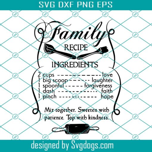 Family Recipe Svg, Home Svg, Kitchen Quotes Sayings Cutting Board Svg
