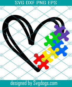 Autism Awareness Puzzle Line Heart Svg, Transparent Background Svg, Autism Svg
