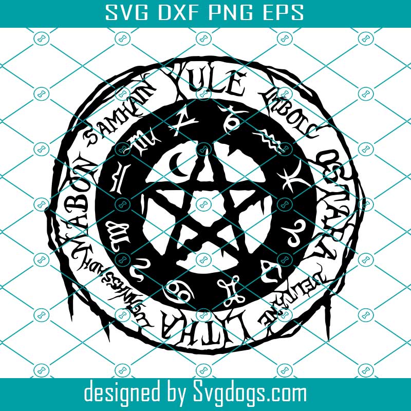 Wheel Of The Year Svg , Calendar Svg, Pentagram Svg, Wicca Svg, Pagan Svg