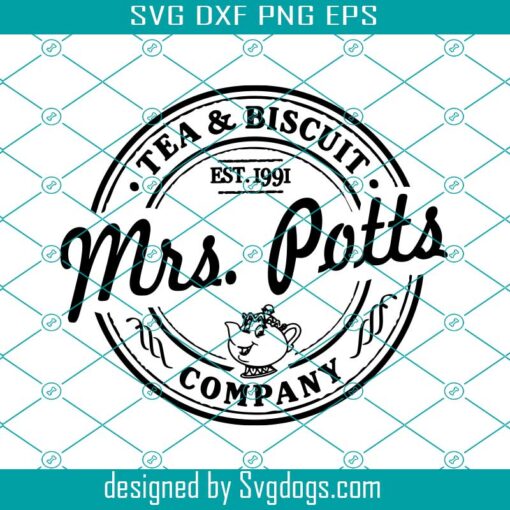 Mrs. Potts Tea Biscuit Company Svg, Beauty And Beast Svg, Drink Svg
