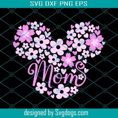 Mouse Head Spring Flowers Svg, Mother's Day Mom Decor Svg