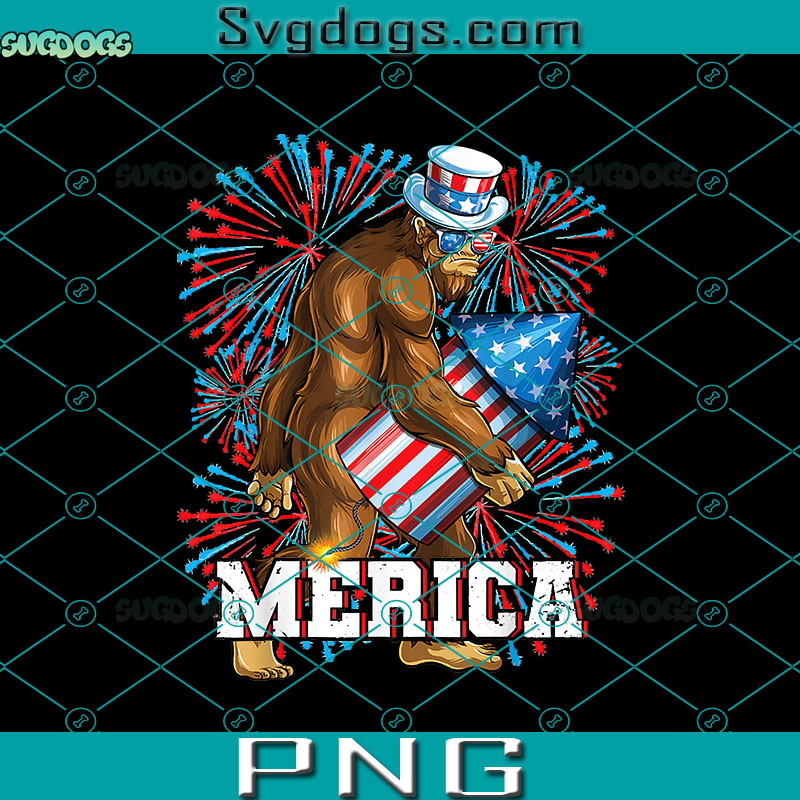 Bigfoot Fireworks 4th of July PNG, Boys Men Merica PNG , 4th of July PNG
