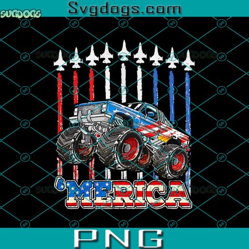 Merica Monster Truck Patriotic American Flag PNG, 4th Of July PNG, Merica Monster Truck PNG