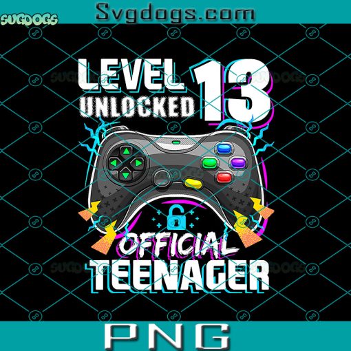 Level Unlocked 13 Official Teenager PNG, Video Game 13th Birthday PNG, Game PNG