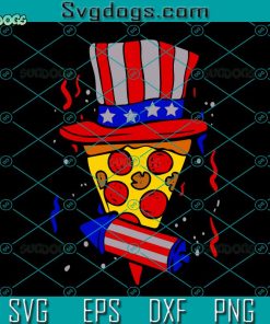 Pizza Us Flag Hat Firecracker Svg, 4th Of July Food Patriotic Svg, Patriotic Pizza Svg