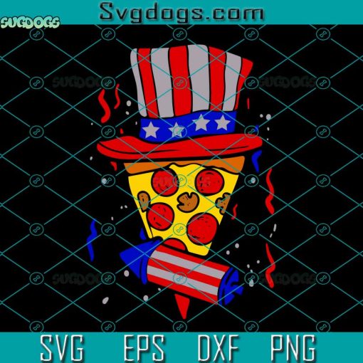 Pizza Us Flag Hat Firecracker Svg, 4th Of July Food Patriotic Svg, Patriotic Pizza Svg