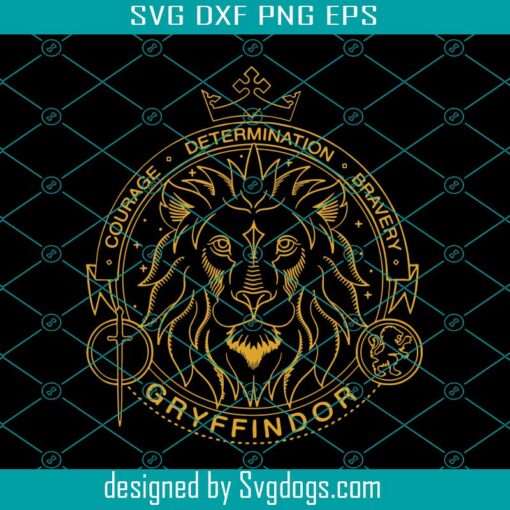 Gryffindor Logo Svg, Harry Potter Svg, Hogwarts Svg, Harry Potter Gryffindor Line Art Lion Symbol Premium Svg