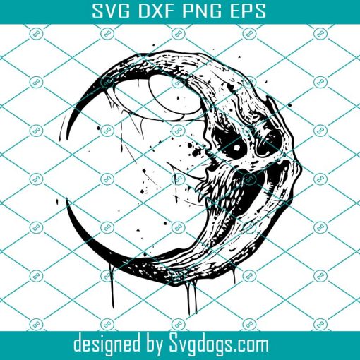 Dead Moon Svg, Skull Moon Svg, Halloween Moon Svg