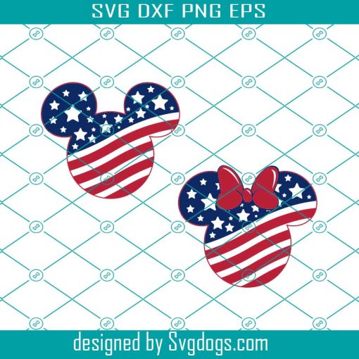 Couple Mickey Minnie Head 4th Of July 2022 Svg, Independence Day 2022 Svg, Fourth Of July 2022 Svg