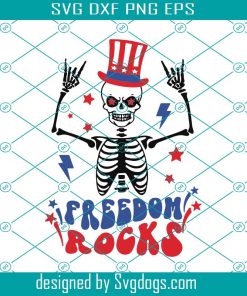 Freedom Rocks Svg, Skeleton 4th Of July Svg, Retro 4th Of July Svg, American Svg