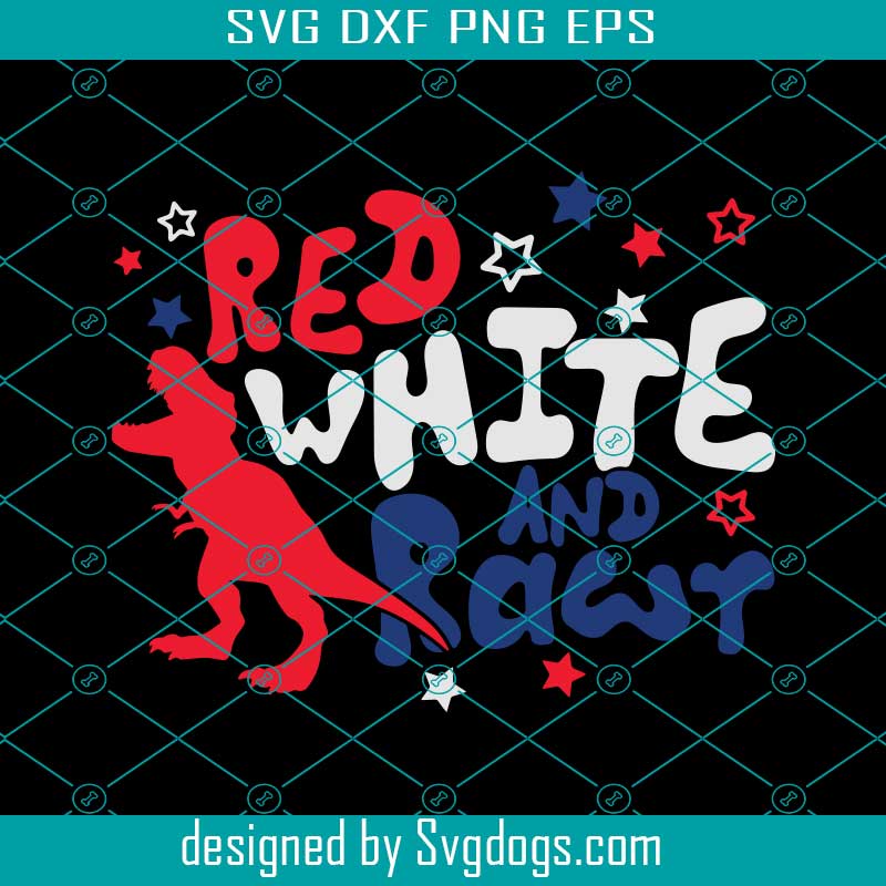 Red White And Rawr Svg, 4th Of July Svg, 4th Of July Dinosaur Svg, Kids Patriotic Svg