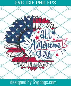 All American Girl Svg, American Flag Sunflower Svg, 4th Of July Svg, America Svg, USA Svg