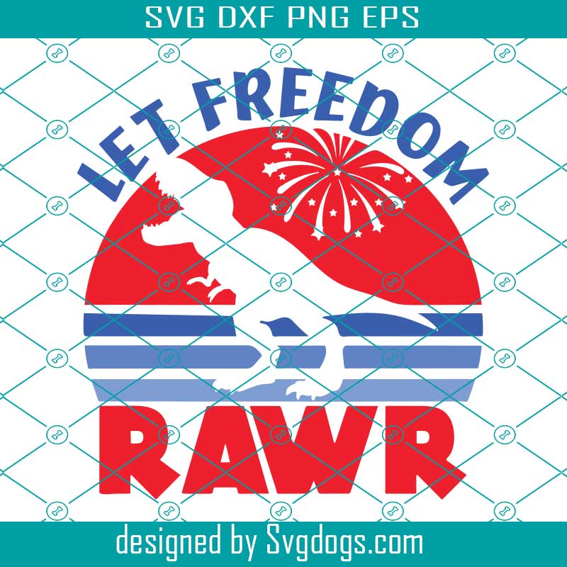 Let Freedom Rawr Svg, 4th Of July Dinosaur Svg, Kids Independence Day Svg, Boys Patriotic Svg