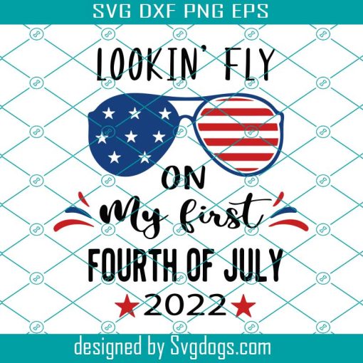 Lookin Fly On My First Fourth Of July Svg, July 4th Baby Gift Svg, 1st 4th Of July Baby Onesie Svg