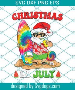 Christmas In July Santa PNG, Christmas In July Santa Tie Dye Summer Surf Surfing Surfer PNG, Funny Summer PNG