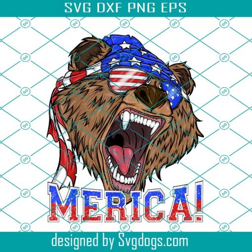 Merica Grizzly Bear 4th Of July Patriotic Men Women PNG, Grizzly Bear Merica 4th Of July American Patriotic Bear Posters PNG, The Bear 4th Of July PNG