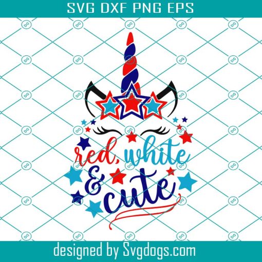 Red White Cute Svg, 4th Of July Svg, Unicorn Svg, Patriotic Unicorn Svg