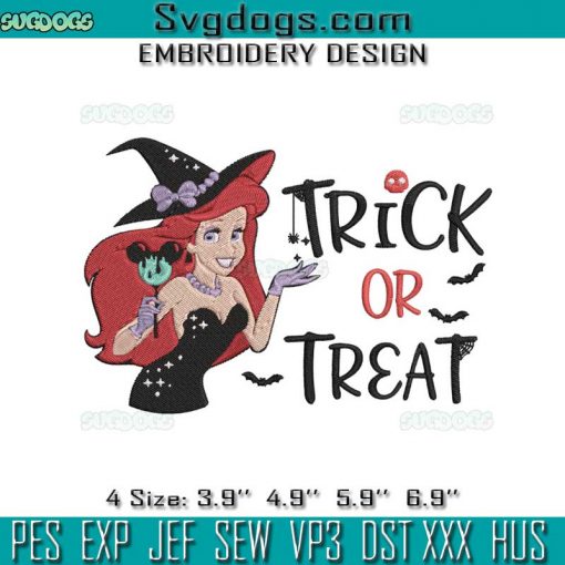 Trick Or Treat Embroidery Design File, Princess Mermaid Embroidery Design File