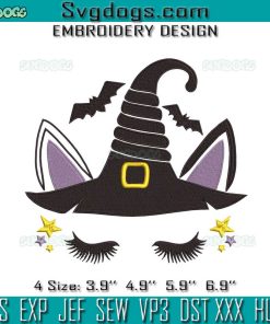 Halloween Unicorn Embroidery Design File, Witch Unicorn Embroidery Design File, Magical Unicorn Embroidery Design File