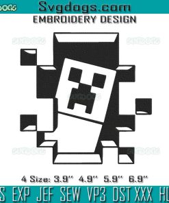 Minecraft Embroidery Design File, Minecraft Creeper And Logo Embroidery Design File