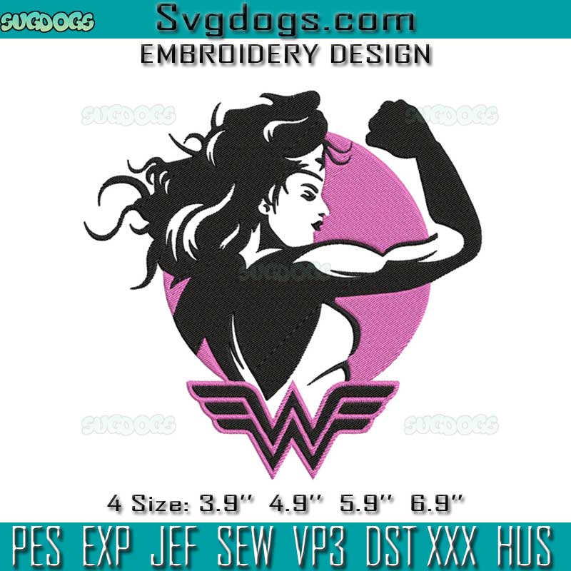 Wonder Woman Embroidery Design File, Superhero Lady Embroidery Design File
