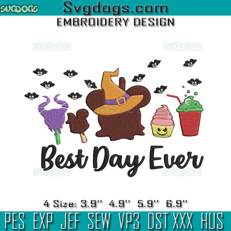 Best Day Ever Halloween Embroidery Design File, Snacks Mouse Halloween Embroidery Design File