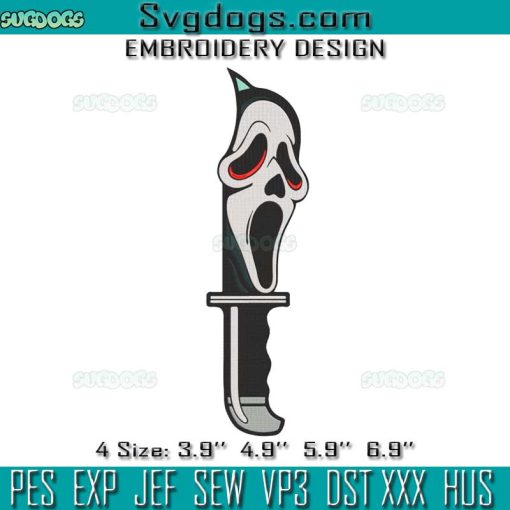 Ghostface Embroidery Design File, Knife Scream Ghost Halloween Embroidery Design File