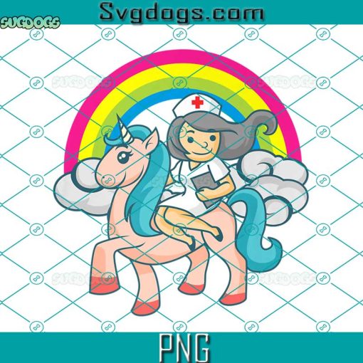 Cute Nurse Riding A Fun Magic Unicorn Rainbow Cloud PNG, Unicorn PNG, Nurse PNG