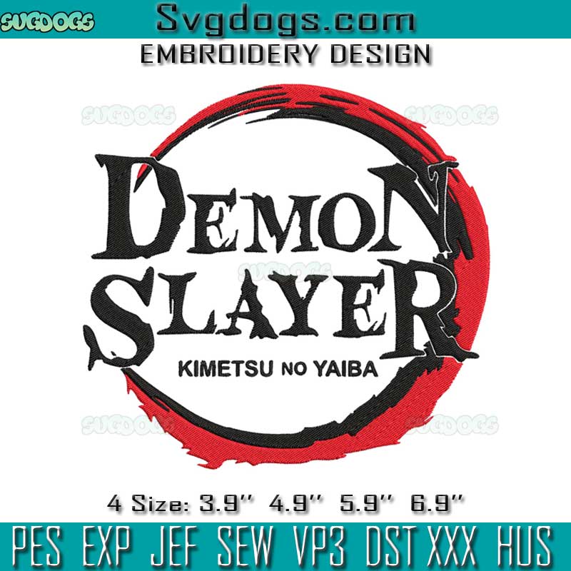 Demon Slayer Logo Embroidery Design File, Kimetsu No Yaiba Logo Embroidery Design File