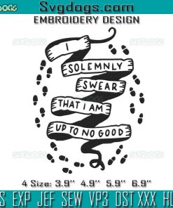 I Solemnly Swear Embroidery Design File, Harry Potter Embroidery Design File