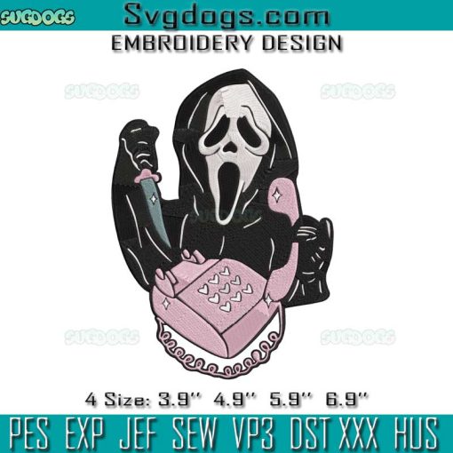 Scream You Hang Up Embroidery Design File, Halloween Embroidery Design File