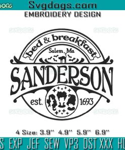 Sanderson Bed And Breakfast Embroidery Design File, Hocus Pocus Embroidery Design File