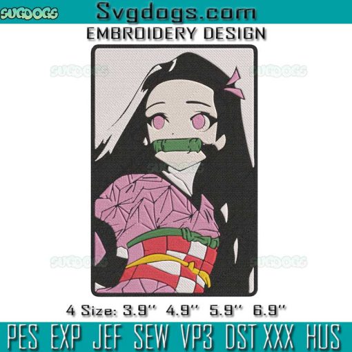 Nezuko Kamado Embroidery Design File, Demon Slayer Embroidery Design File
