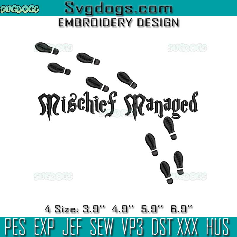 Mischief Managed  Embroidery Design File, Mischief Managed Harry Potter Embroidery Design File
