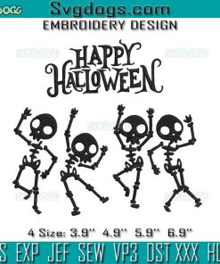 Happy Halloween Skeleton Embroidery Design File