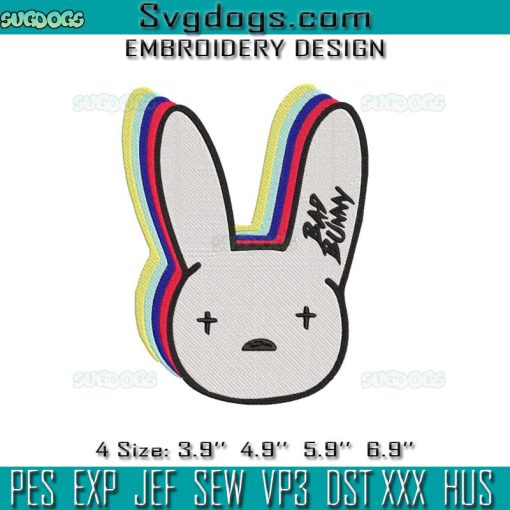 Bad Bunny Embroidery Design File, Rabbit Bad Bunny Embroidery Design File