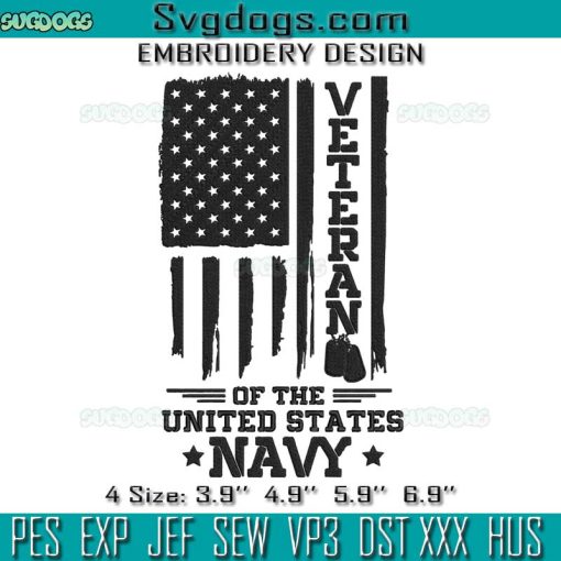 Veteran Of The United States Navy Embroidery Design File, Veteran Embroidery Design File