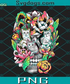 Floral Skull PNG, Cat Skull PNG
