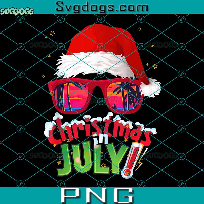 Funny Christmas In July PNG, Summer Santa Sunglasses Xmas PNG