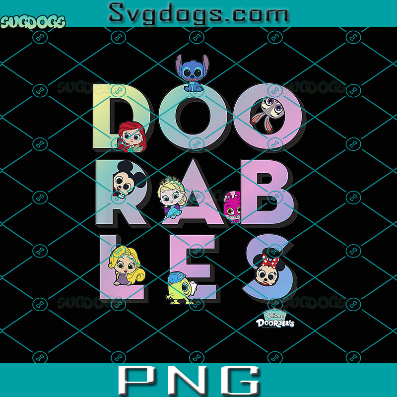 Doorables PNG, Disney PNG, Kids Disney Doorables Colorful Fade Text Group Shot Premium PNG