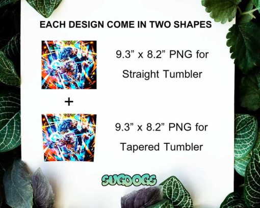 Blu Super Saiyan Tumbler Wrap Design PNG File Digital Download