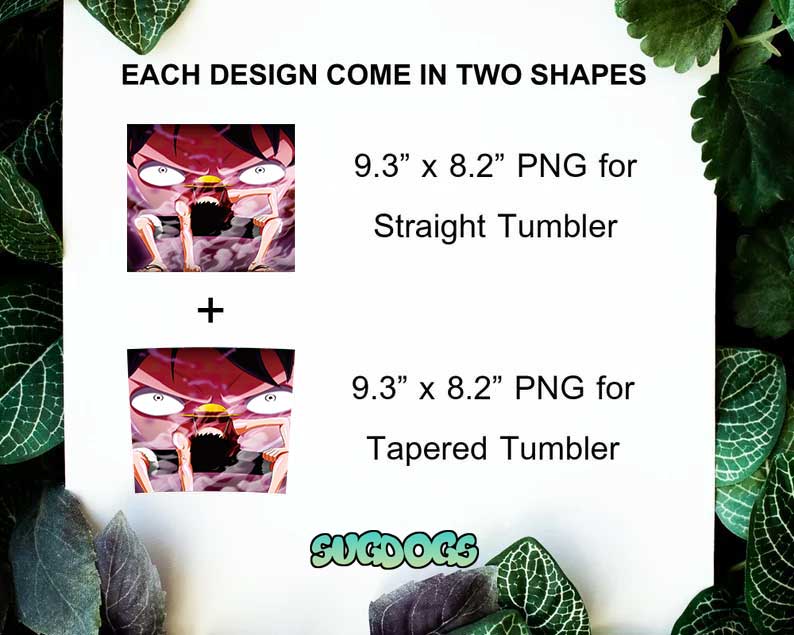 One Piece Luffy Tumbler Design Sublimation PNG File Digital Download