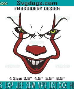 Pennywise Embroidery Designs File, Horror Clown New Embroidery Designs File