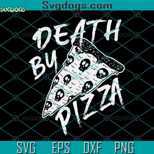 Death By Pizza Svg, Halloween Svg, Pepperoni Skulls Metal Text Halloween Svg