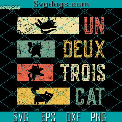Vintage Retro Un Deux Trois Cat Svg, Funny Cat Lover Svg, Cat Svg