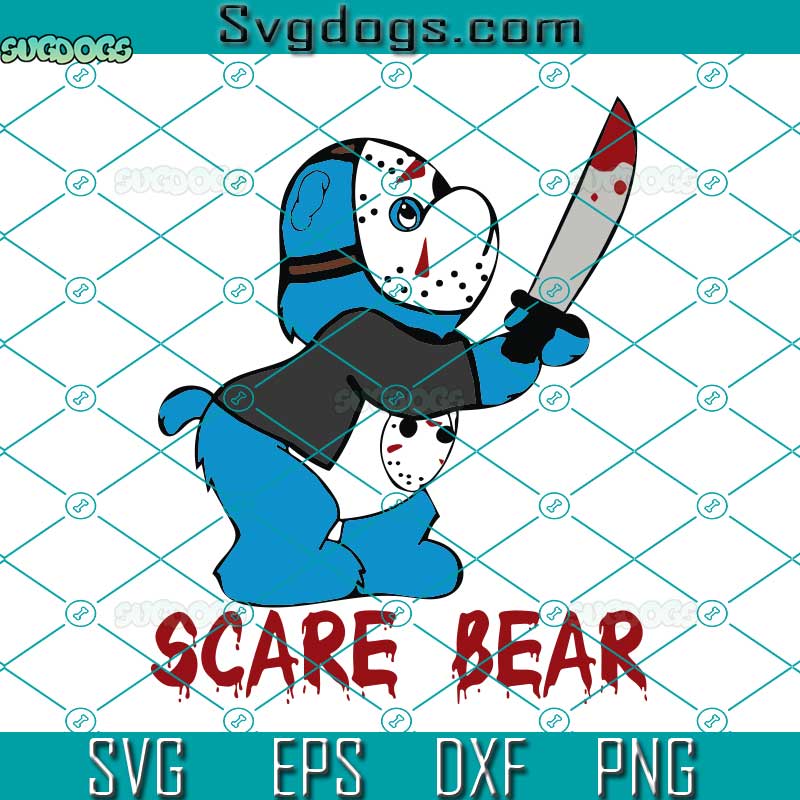 Scare Bear Care Svg, Jason Scary Svg, Jason Scary Halloween Svg, Scare Bear Care Bear Jason Scary Svg