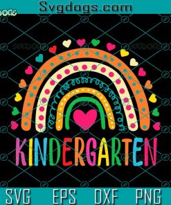 Hello Kindergarten Grade Svg, Rainbow Heart Svg, School Svg