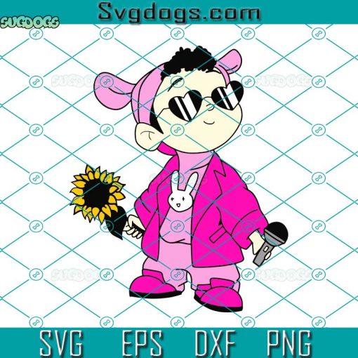 Baby Benito Svg, Bad Bunny With Sunflower And Microphone Picture Svg, Bad Bunny Svg