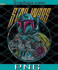 Star Wars Boba Fett Neon Blaster Vintage Graphic PNG, Star Wars PNG